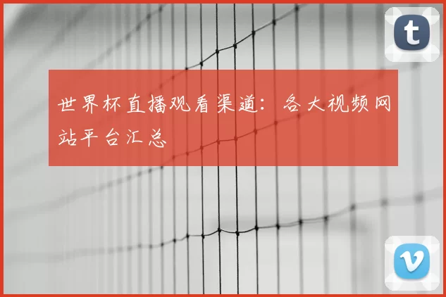 世界杯直播观看渠道：各大视频网站平台汇总